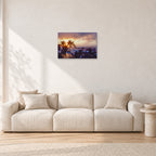 Turtle Bay Dusk by Peter Crawford — 60 × 40 cm, aluminium-mounted resin print, shown in a light minimalist living room.
